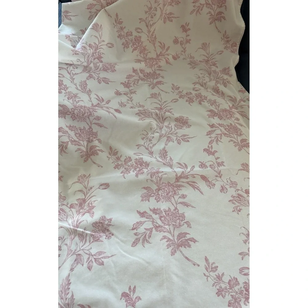 Pink Floral Toile Botanical Fabric Shower Curtain White 72 X 72 Toile De Jouy
